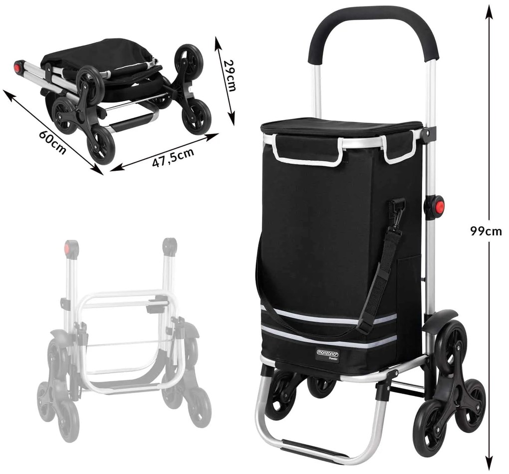 Deuba Coș de cumpărături cu roți - negru