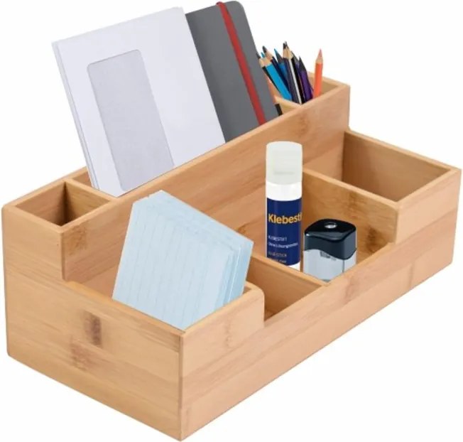 Organizator pentru birou, bambus, 30 x 15 x 11 cm.