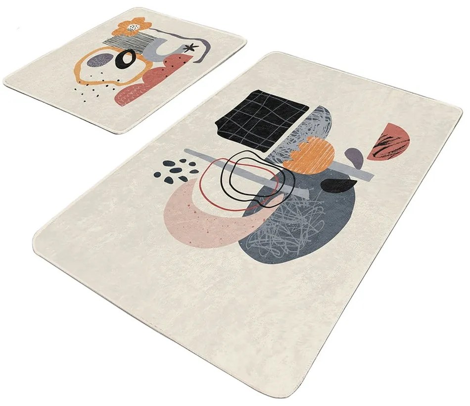 Covorașe de baie bej 2 buc. din catifea 60x100 cm – Mila Home