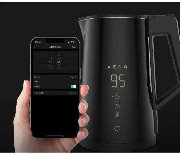 AENO - Fierbător inteligent 1,7 l, 2200W, LED, negru