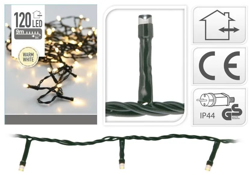 Instalație luminoasă de Crăciun 9m - 120 LED alb cald interior/ exterior