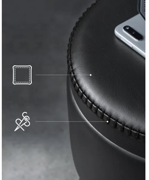 Taburet din piele CORE, negru