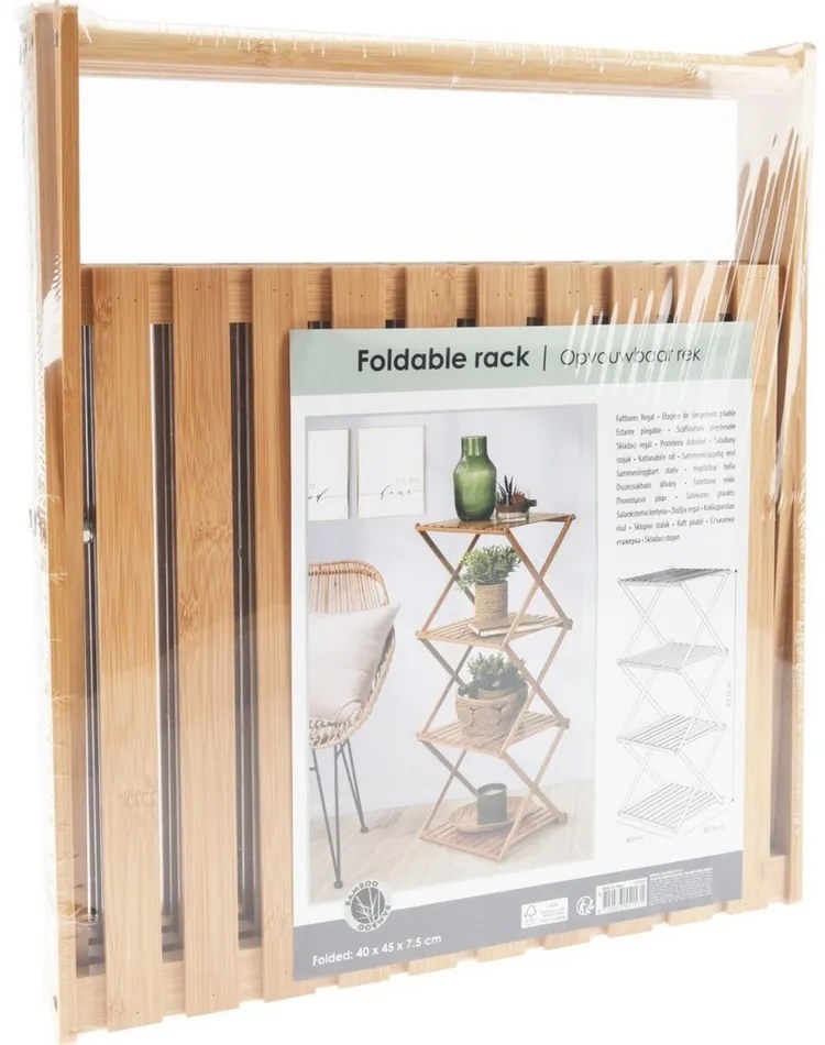 Raft de depozitare Bamboo, 4 etajere, 40 x 93,5 x33,5 cm
