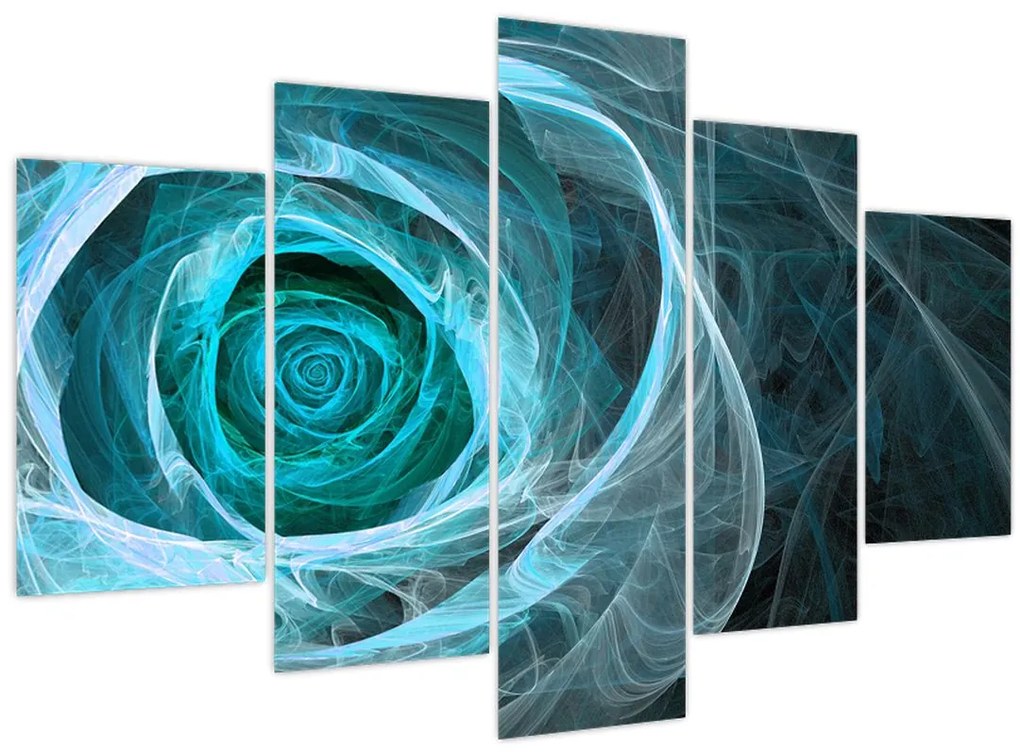 Tablou - Abstract trandafir albastru cu fundal negru (150x105 cm)