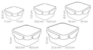 Set de 5 recipiente Tescoma FRESHBOX,  pătrate