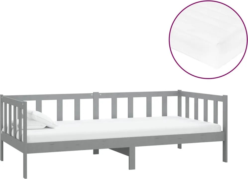 vidaXL Pat de zi cu saltea, 90x200 cm, lemn masiv de pin