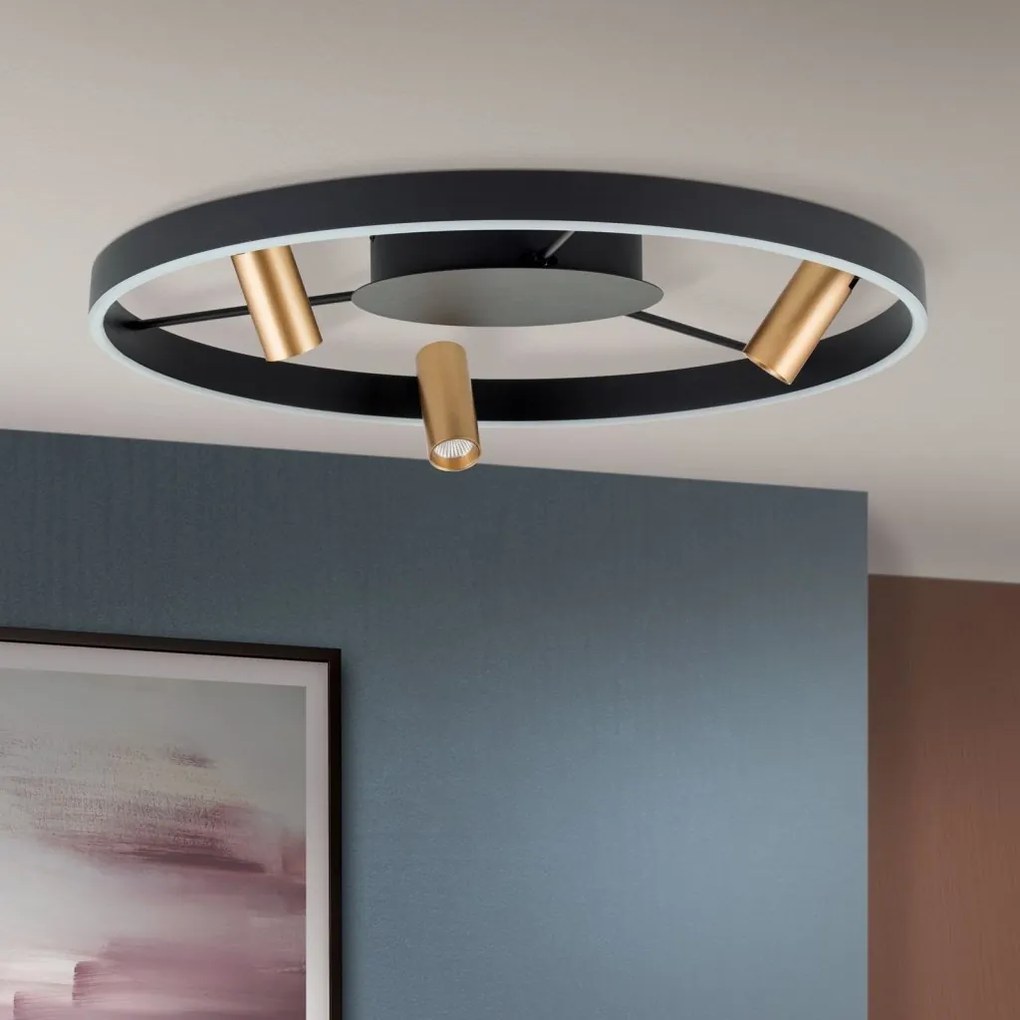 Lustra LED aplicata cu 3 spoturi BERLIN negru/auriu