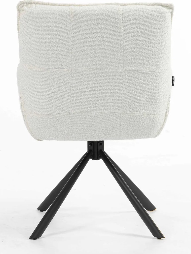 HR560 BAZĂ STEA Scaun Crem din Boucle cu Bază Neagră