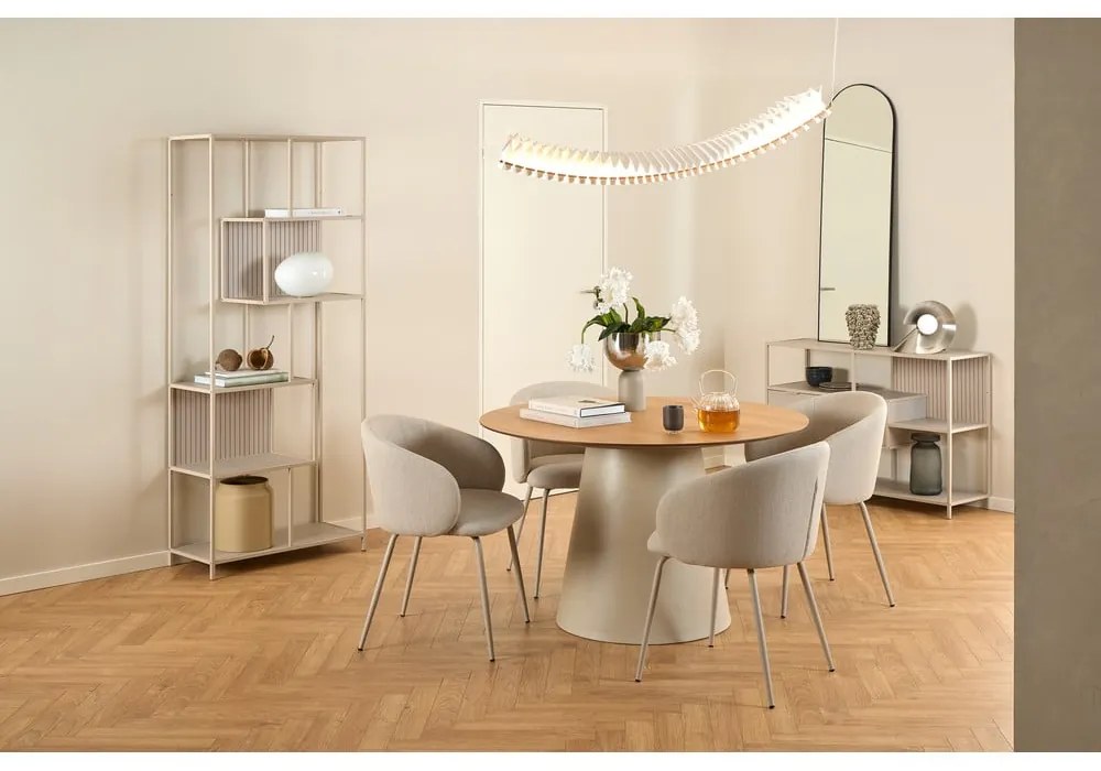 Masă de dining rotundă cu blat cu aspect de lemn de stejar ø 120 cm Soli – Actona