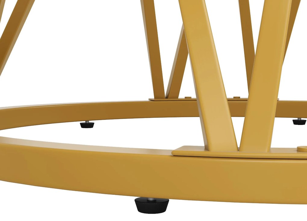 Masă rotundă pentru 4 persoane, Alb+Auriu | Aosom Romania