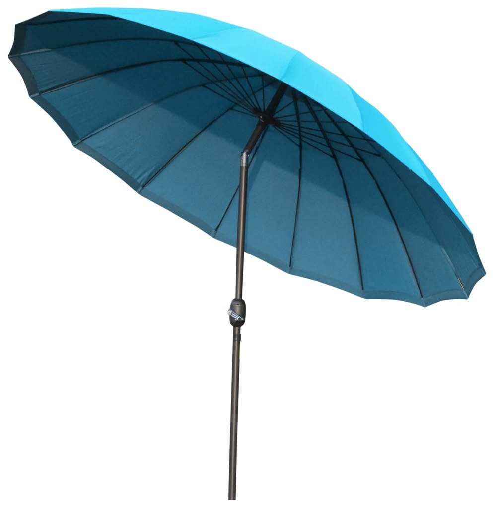 Umbrela de Gradina Outsunny cu Manivela, Ф255x240cm Albastru | Aosom RO