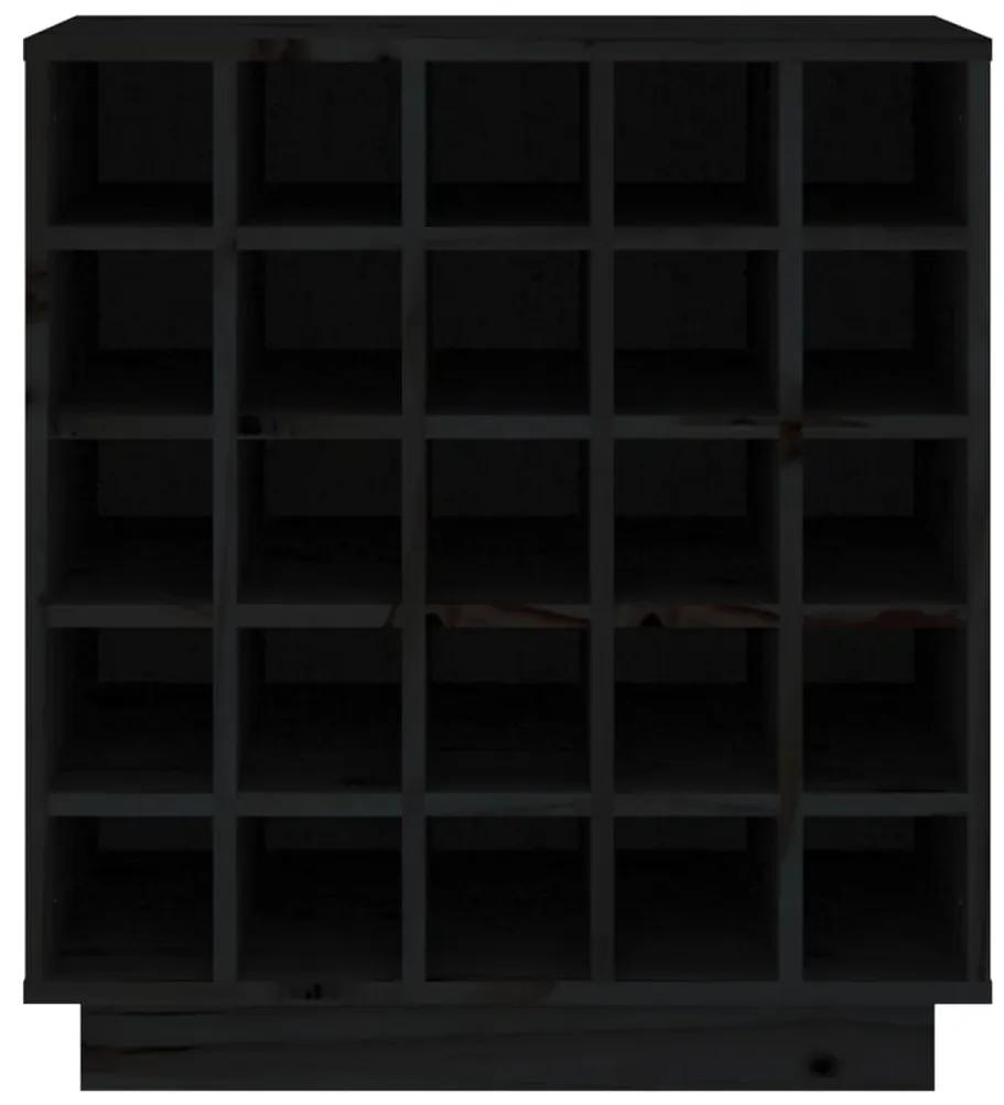 Dulap de vinuri, negru, 55,5x34x61 cm, lemn masiv de pin Negru, 1