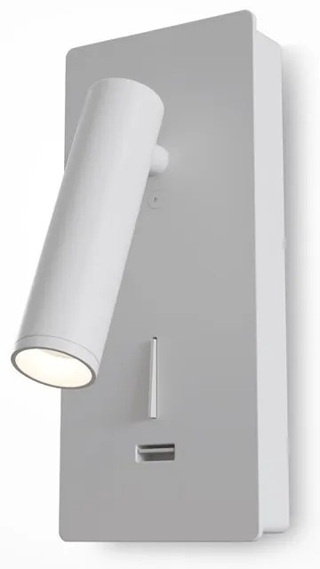 Aplica de perete cu spot LED directionabil si port USB Mirax alb