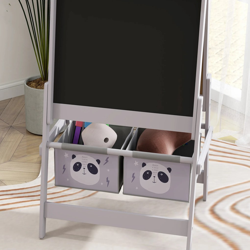 AIYAPLAY Tablă pentru Copii 3-În-1 cu 2 Rafturi și Șevalet din Lemn pentru Copii de 3-8 Ani, 54x46,5x93 cm, Roz | Aosom Romania