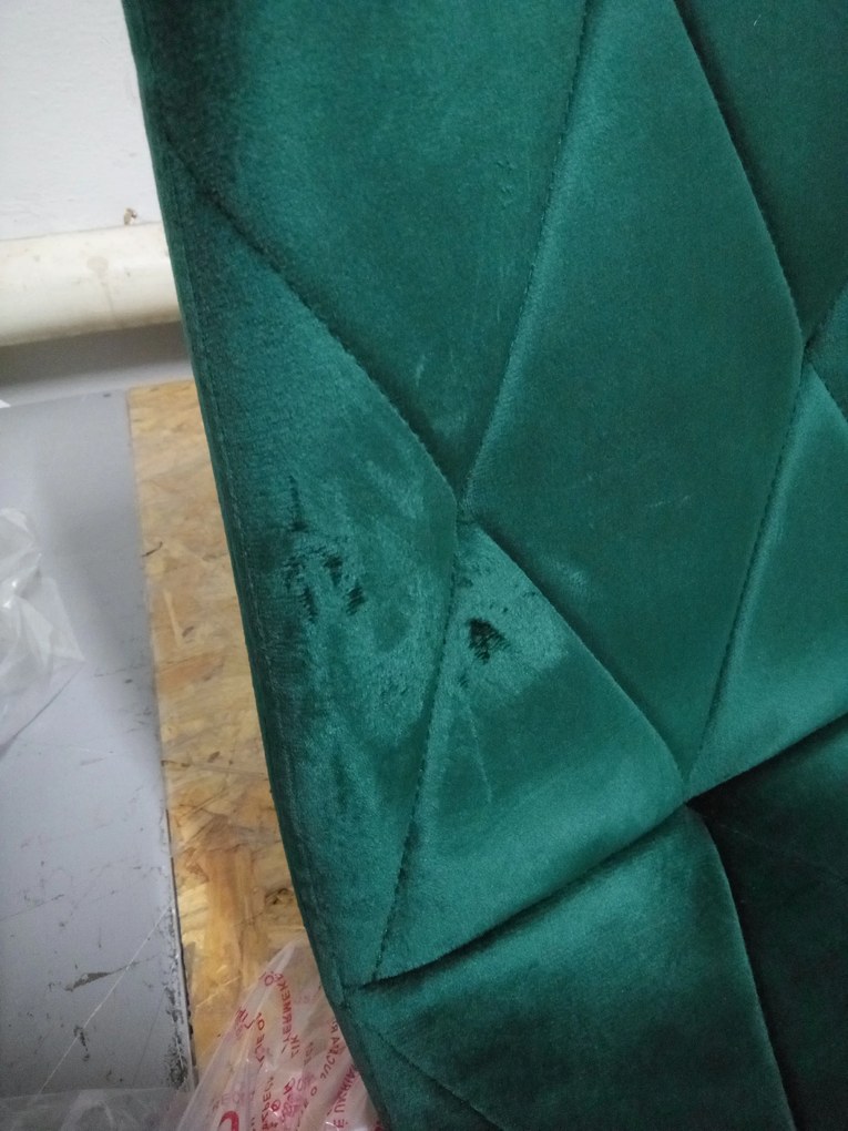OFERTA Scaun de sufragerie din catifea verde inchis LIBRA cu picioare negre II. calitate