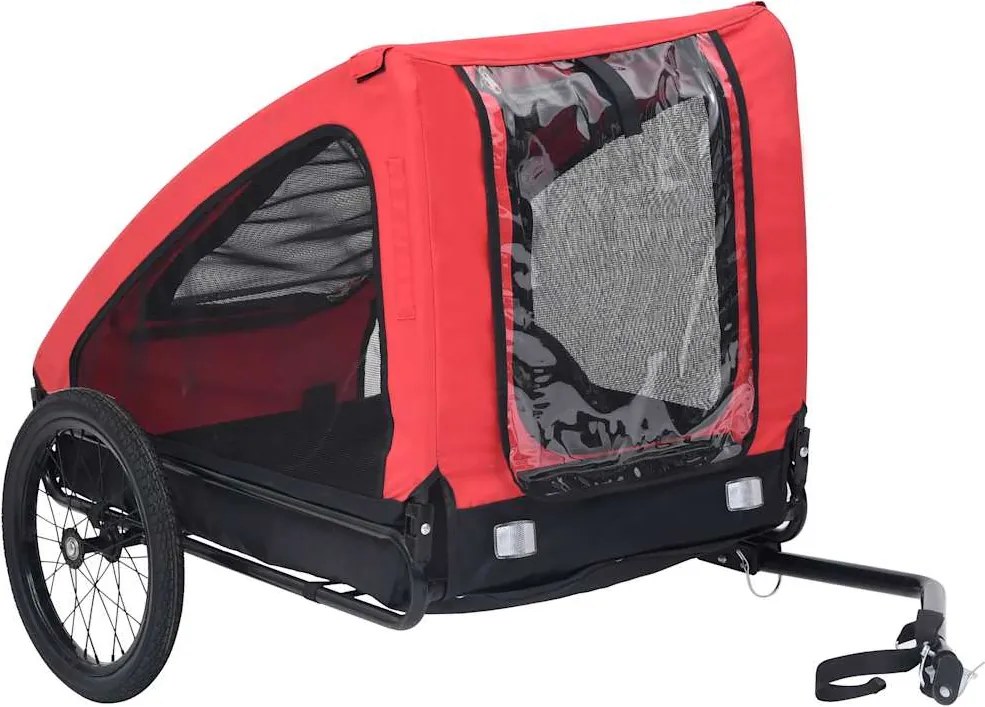 vidaXL Remorcă de bicicletă pentru animale de companie, roșu & negru