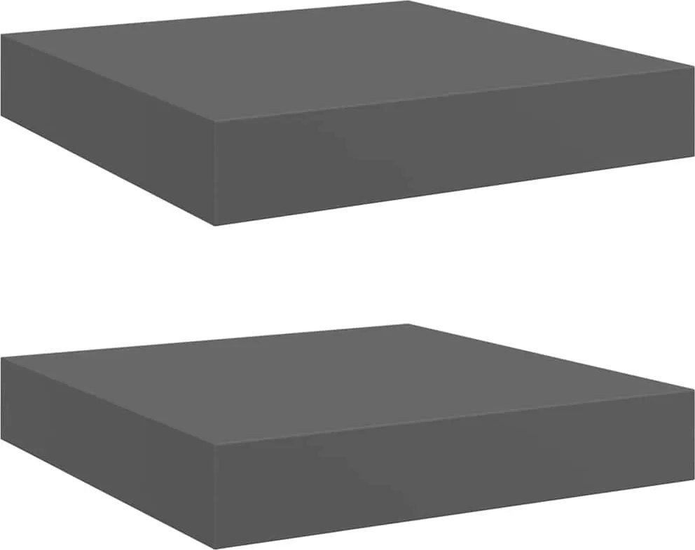 vidaXL Rafturi de perete, 2 buc., gri extralucios, 23x23,5x3,8 cm, MDF
