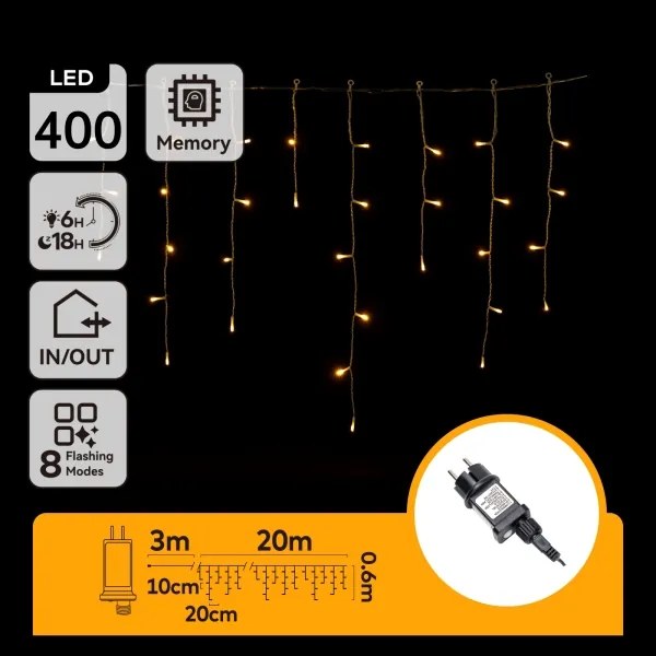 Aigostar - Ghirlandă LED de exterior, 400 LED, 8 funcții, 23 x 0,6 m, IP44, alb cald