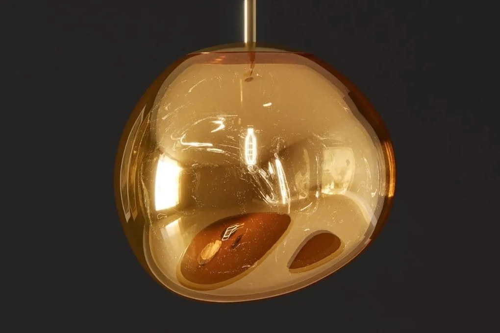 Lustra, Pendul modern cu glob sticla aurie LIQUID DIAMOND 20cm