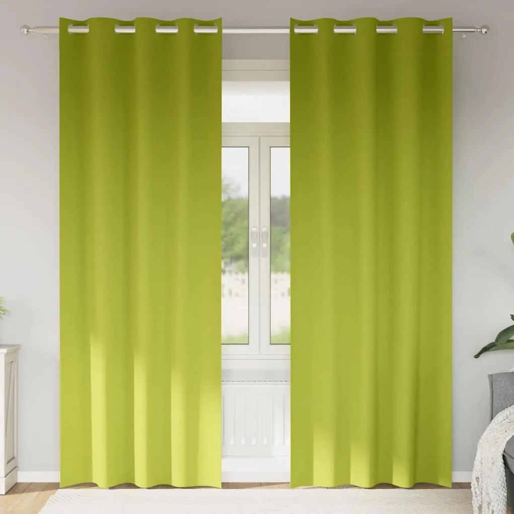 vidaXL Perdele cu perdele 2 pcs Verde măr 225 x 140 cm Poliester