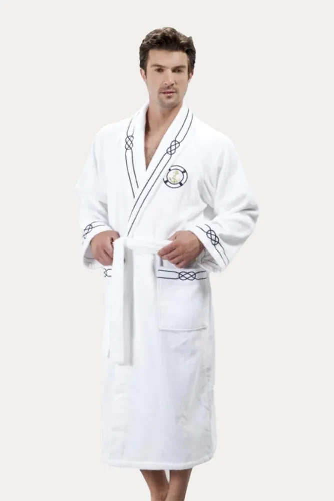 Halat pentru bărbați MARINE MAN în cutie cadou + prosop + prosop de corp XL + prosop + prosop de corp +  box Alb / White