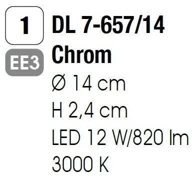 Aplica LED de perete sau tavan, Bully 14cm chrome
