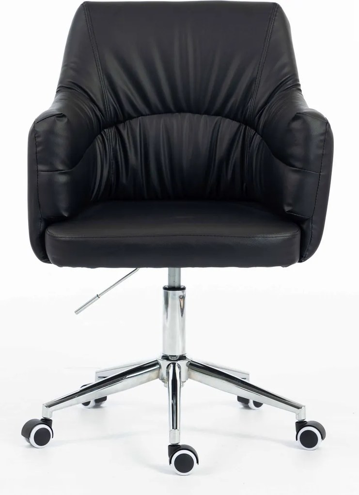 HR840K Scaun Negru Piele Ecologica cu Bază Cromata