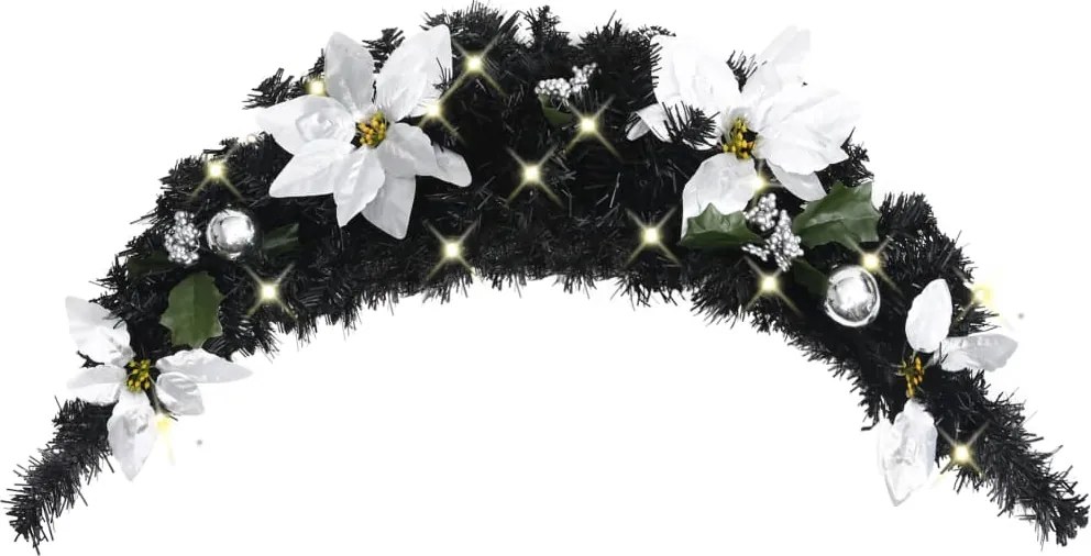 vidaXL Arcadă de Crăciun cu lumini LED, negru, 90 cm, PVC