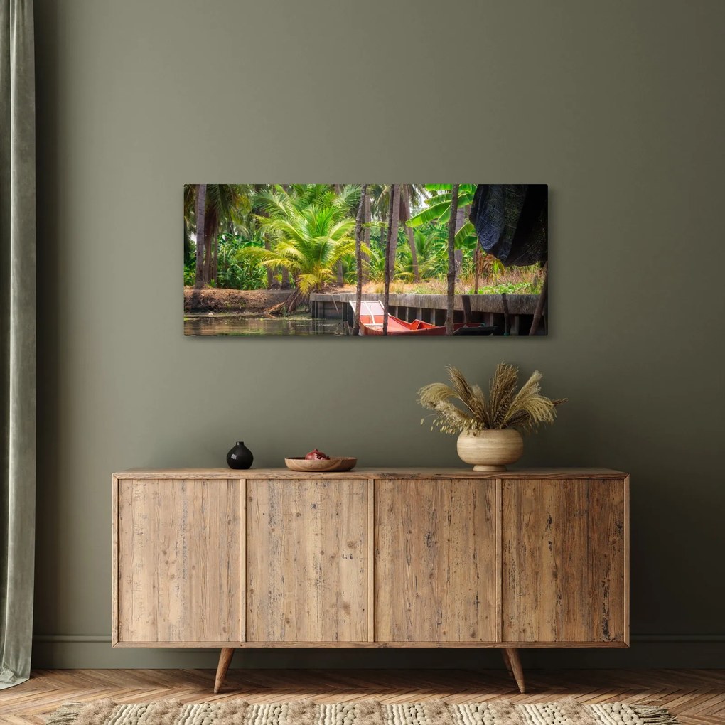Tablou - Nava din lemn în canal , Thailand (120x50 cm)