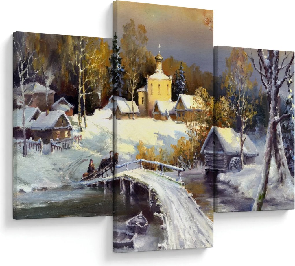 Tablou - Orășel iarna (90x60 cm)
