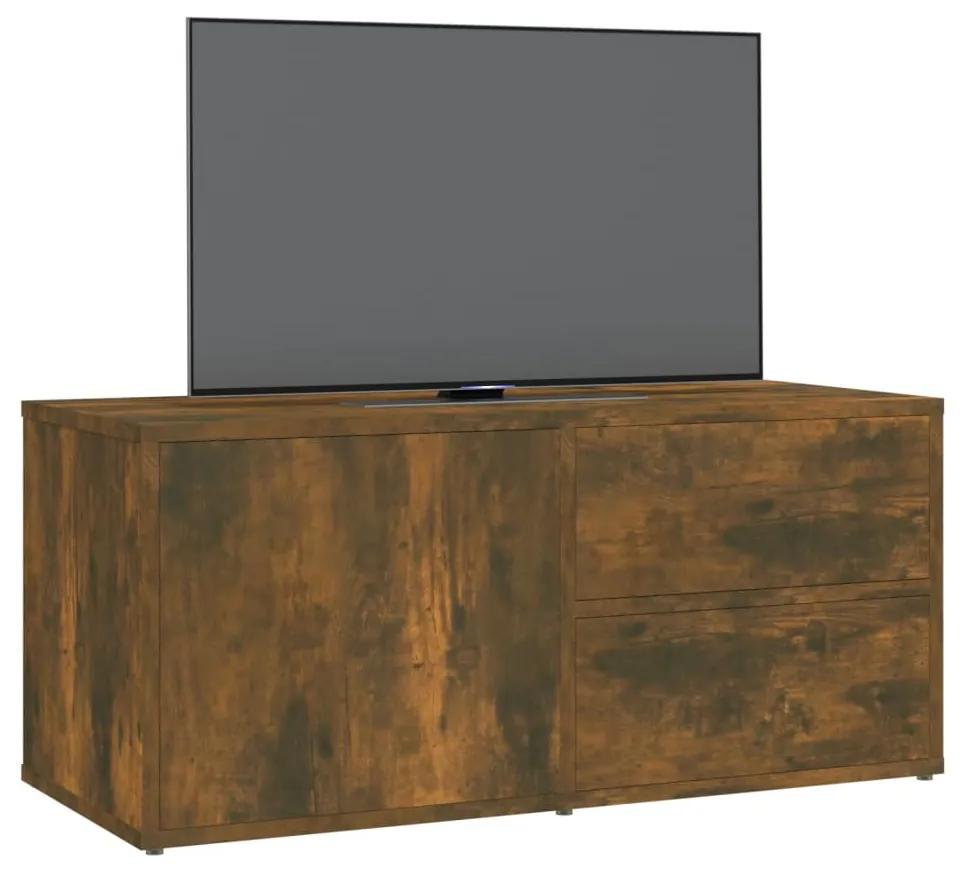Comoda TV, stejar fumuriu, 80x34x36 cm, lemn prelucrat