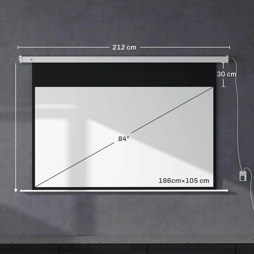 Homcom Ecran Proiector 100” – Montaj Pe Perete sau Tavan | Aosom Romania