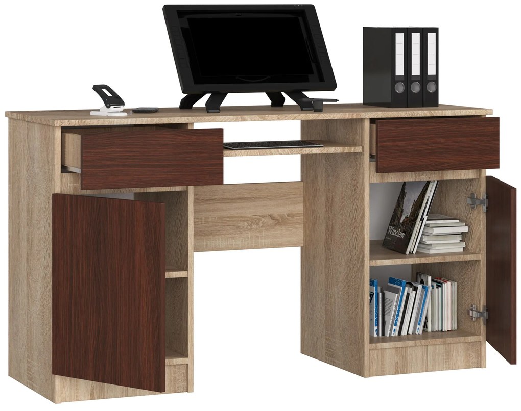 Masă PC Bahadur (Stejar sonoma + wenge). 1069657