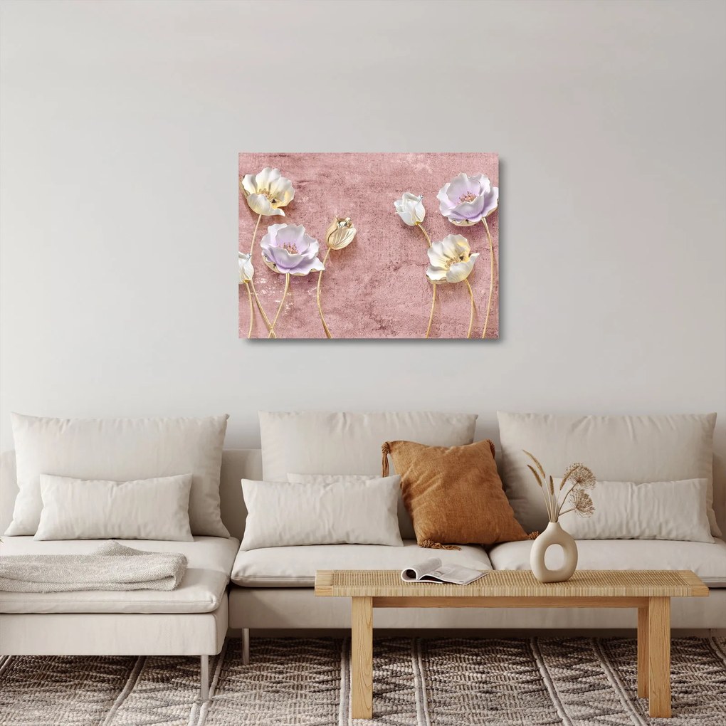 Tablou pe sticlă cu flori (70x50 cm)