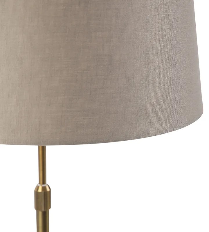 Lampă de masă din bronz cu abajur din in taupe 35 cm - Parte