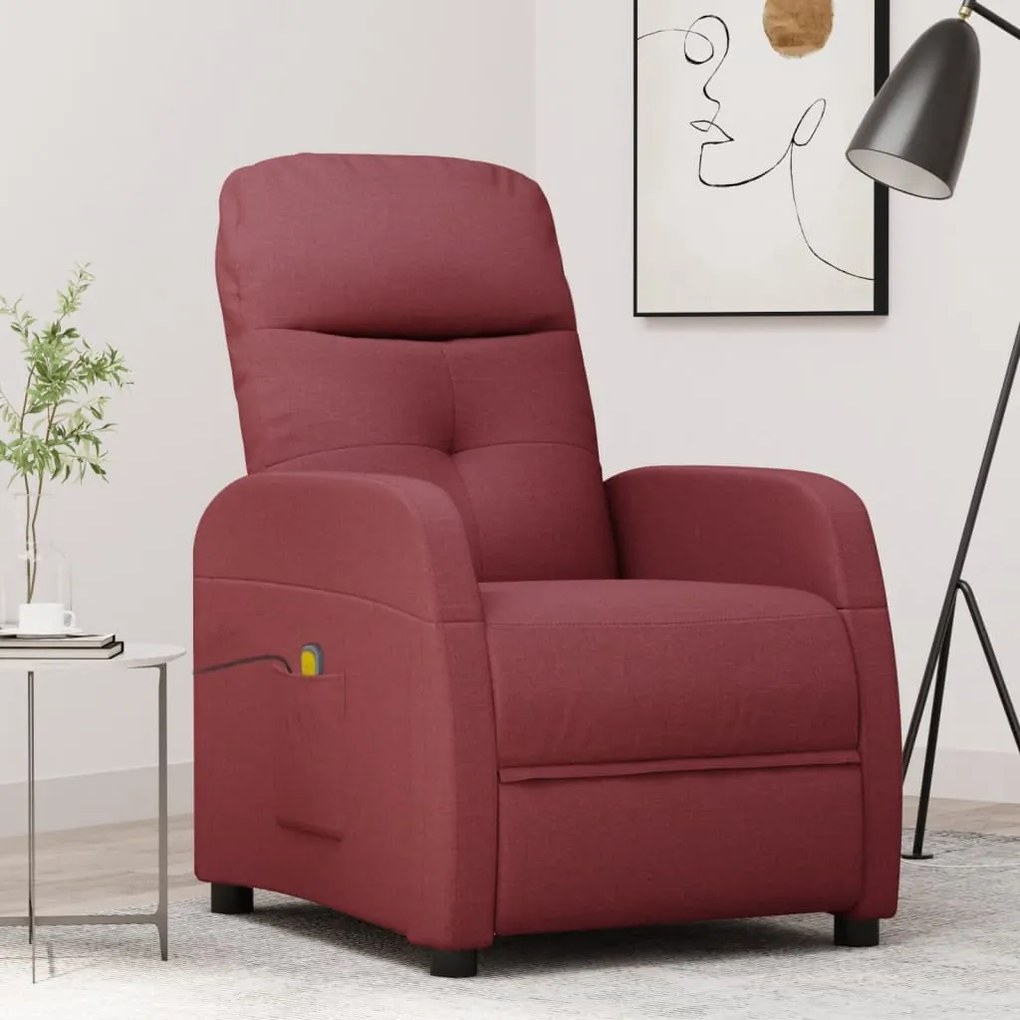 289829 vidaXL Fotoliu de masaj, roșu vin, material textil