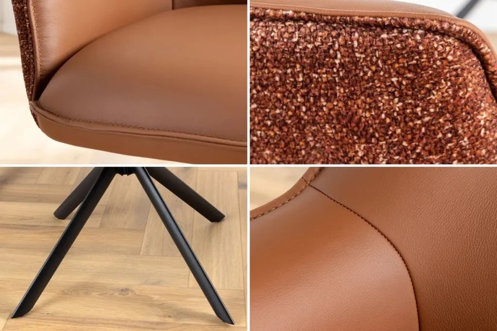 Set 2 scaune Pivotante, Piele Naturala LE GRAND maro coniac