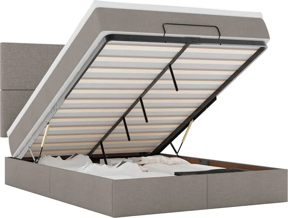 vidaXL Cadru de pat otoman cu saltea Taupe 140x190cm Material