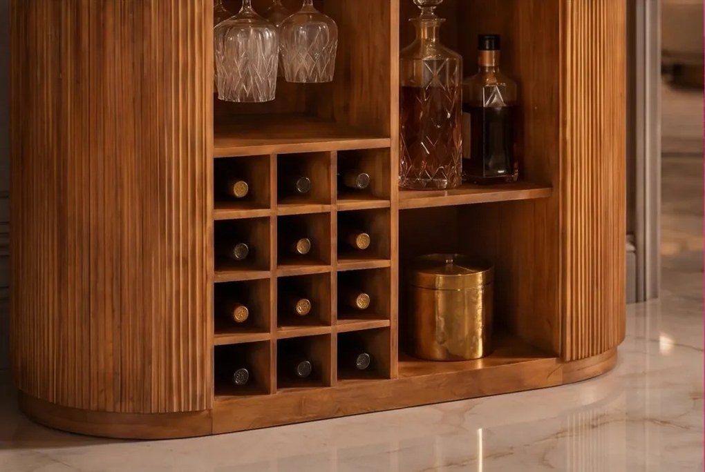 Bar din lemn de mango, marmura alba TRES CHIC 120cm