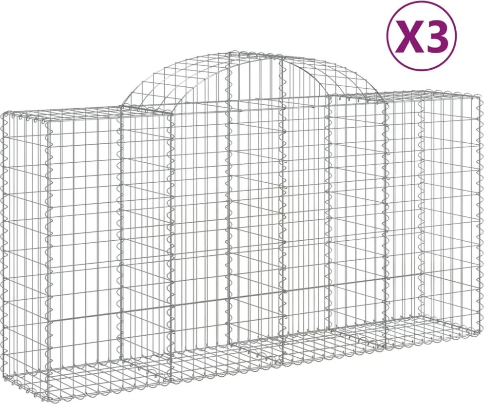 vidaXL Coșuri gabion arcuite 3 buc, 200x50x100/120 cm fier galvanizat