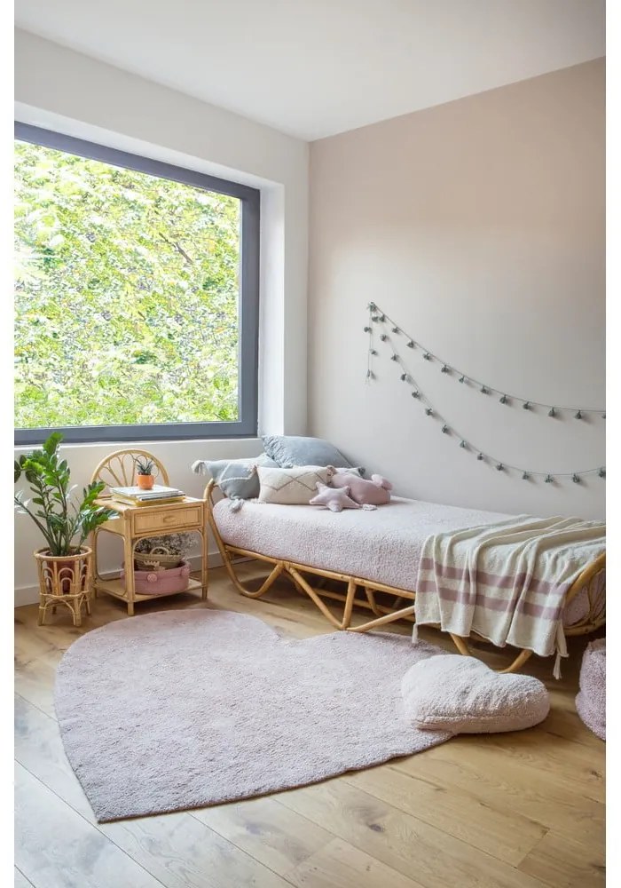 Covor pentru copii roz lavabil/țesut manual din bumbac 160x180 cm Puffy Love – Lorena Canals