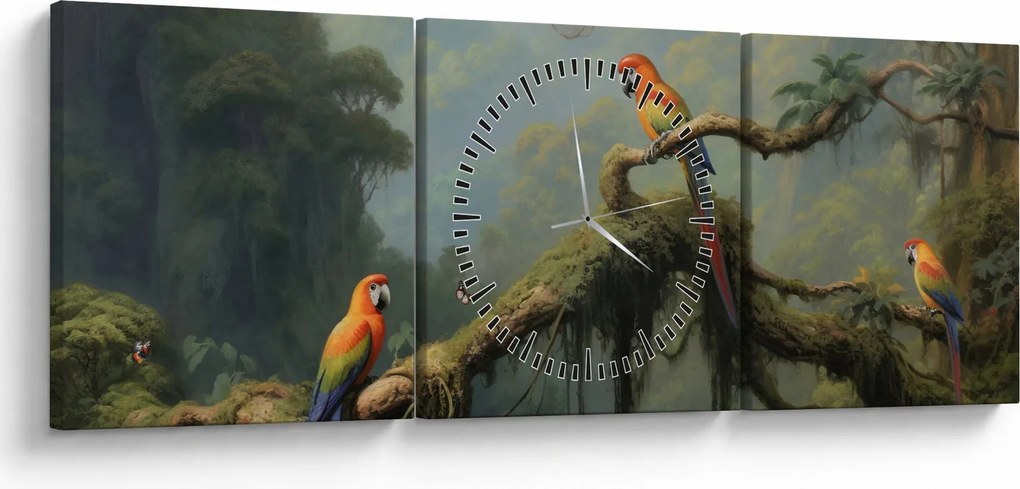 Tablou - Pădure tropicală (cu ceas) (90x30 cm)