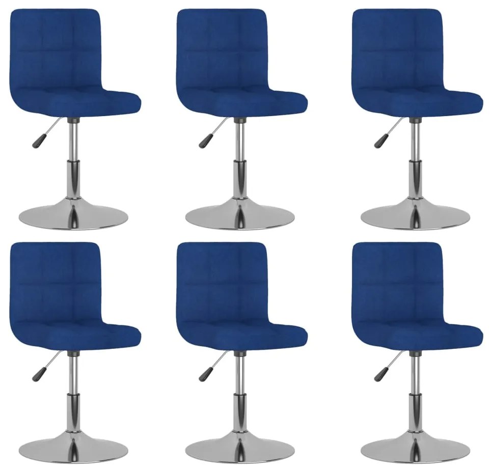 vidaXL Scaune de sufragerie pivotante, 6 buc., albastru, textil