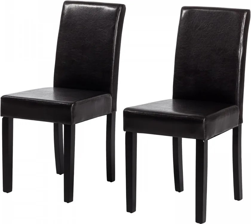 Set de 2 scaune Nella Bej, piele sintetica maro inchis