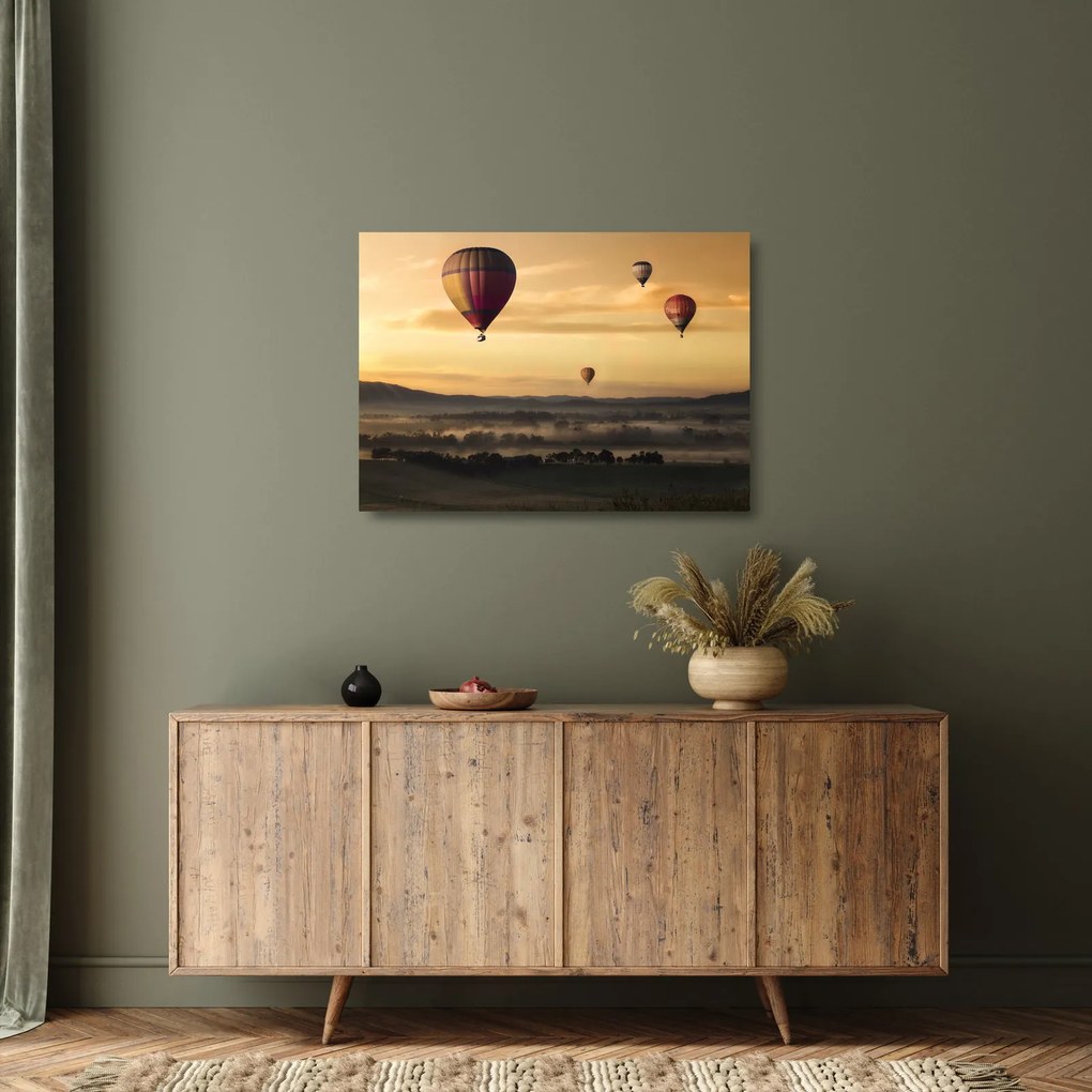 Tablou pe sticlă cu baloane zburând (70x50 cm)
