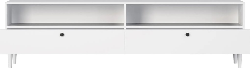 Dulap TV cu raft si dulapuri DULLUM 200x58cm, alb