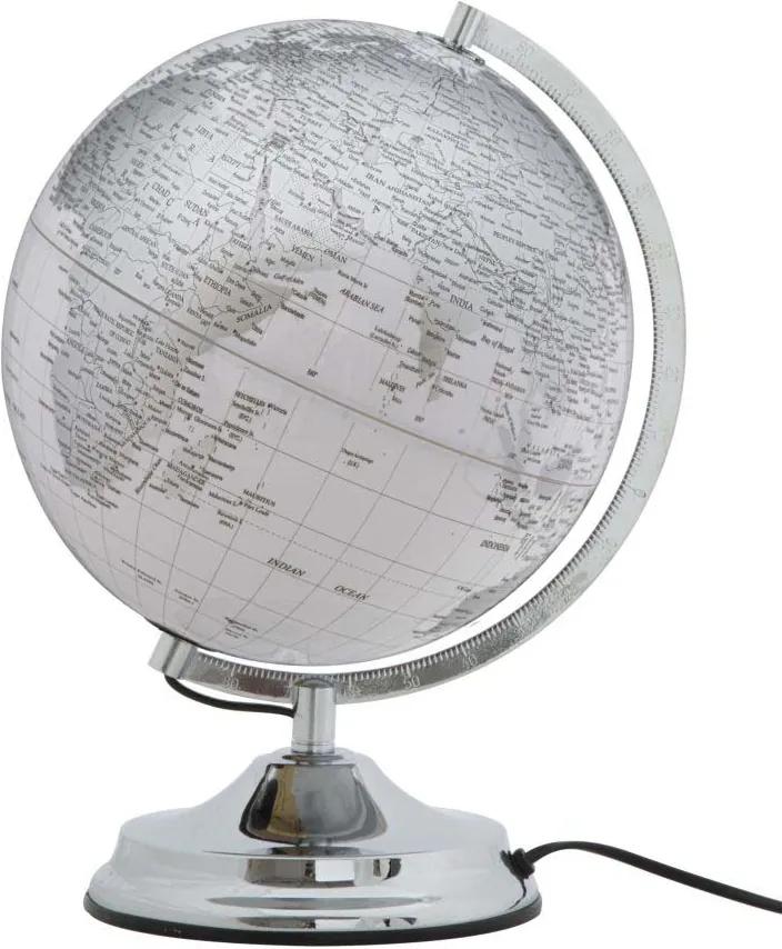 Decorațiune luminoasă Globe, 38x25x25 cm, plastic/ metal, alb/ argintiu