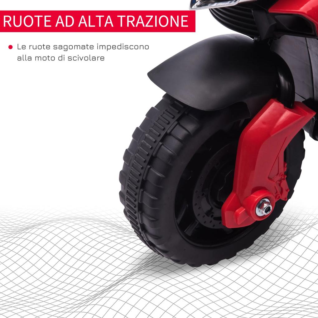 Motocicleta electrica , faruri, claxon, 3 km/h, pentru copii 18-48 luni, Rosu HOMCOM | Aosom RO