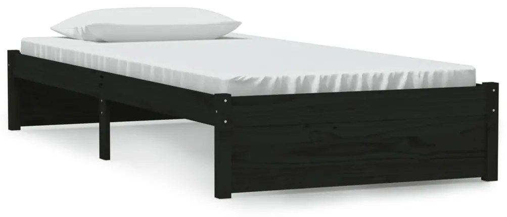 814918 vidaXL Cadru de pat single, negru, 90x190 cm, lemn masiv