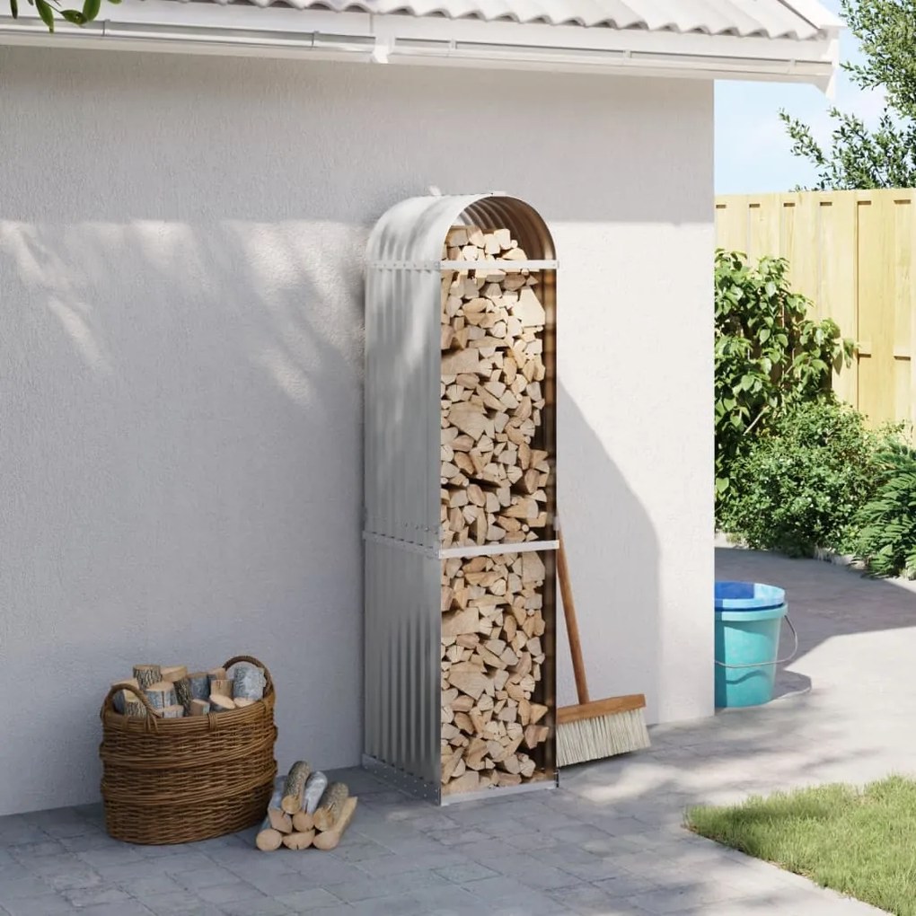 vidaXL Suport de bușteni, gri deschis, 40x45x170 cm, oțel galvanizat